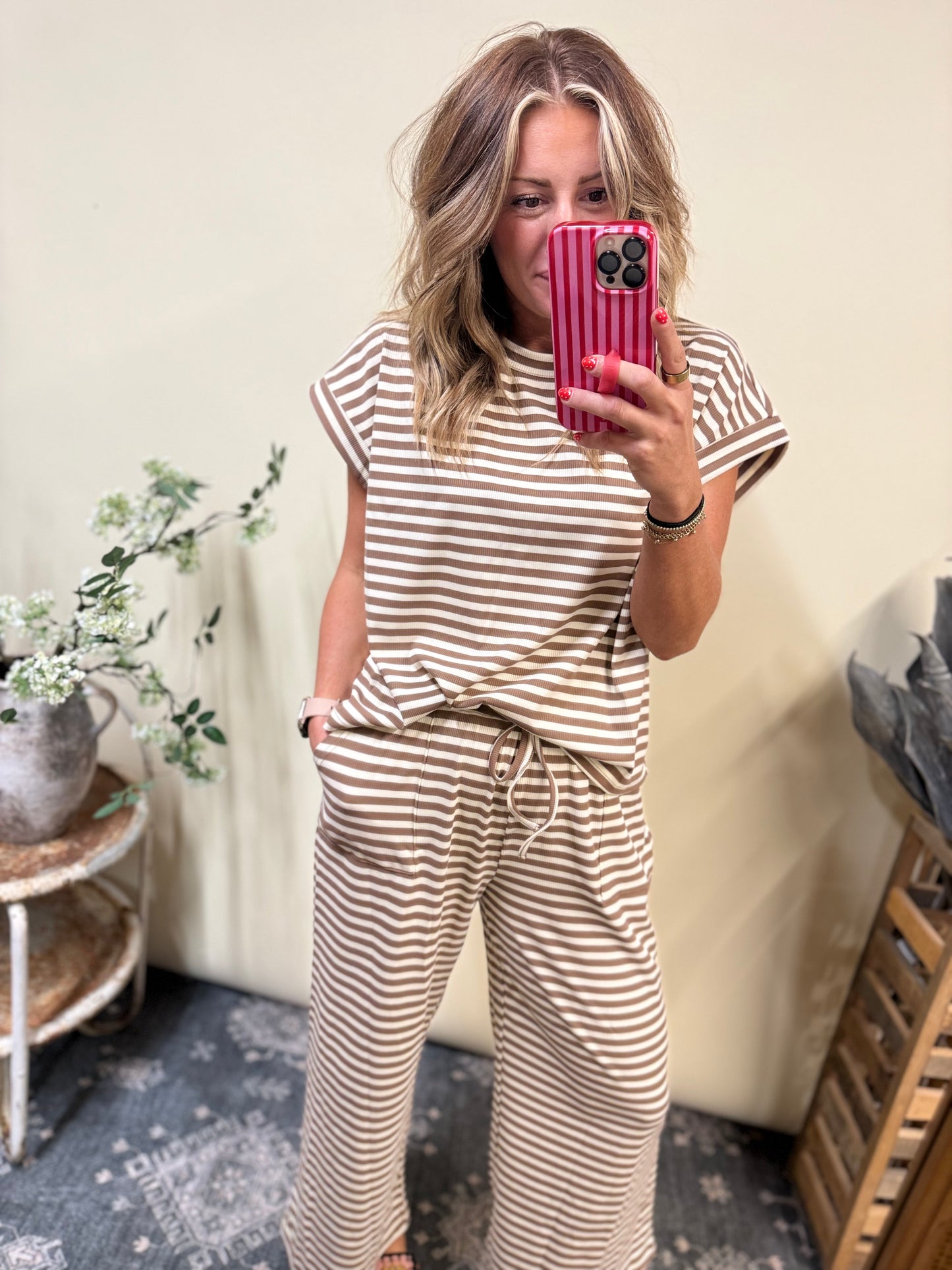 Striped knit top and pants