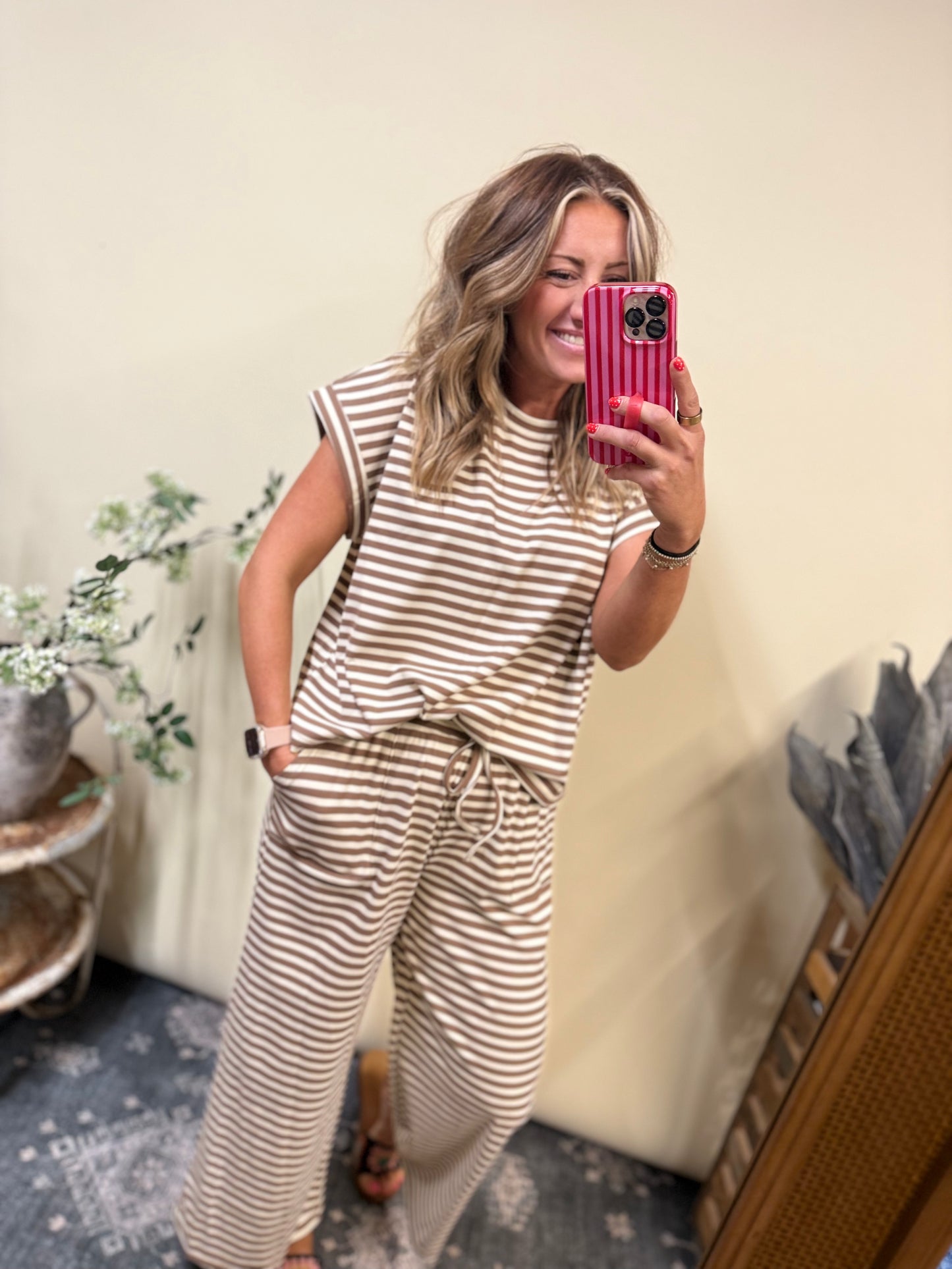 Striped knit top and pants