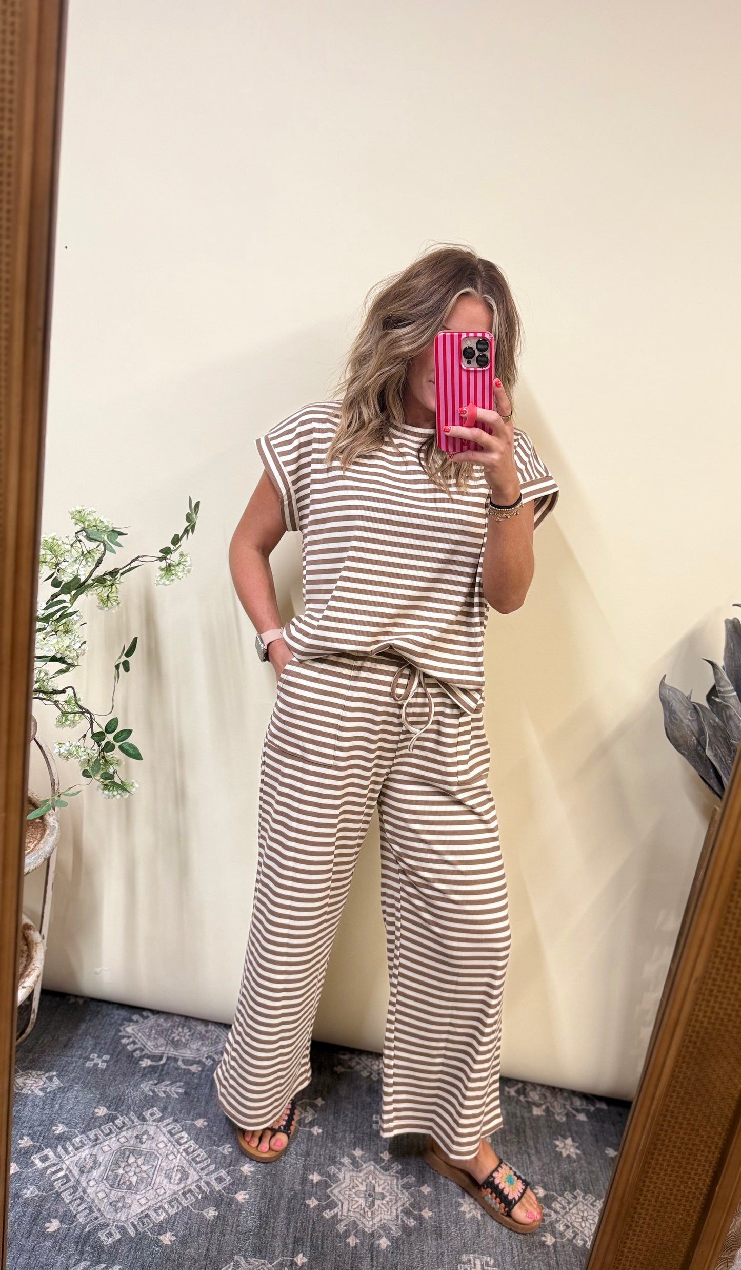 Striped knit top and pants