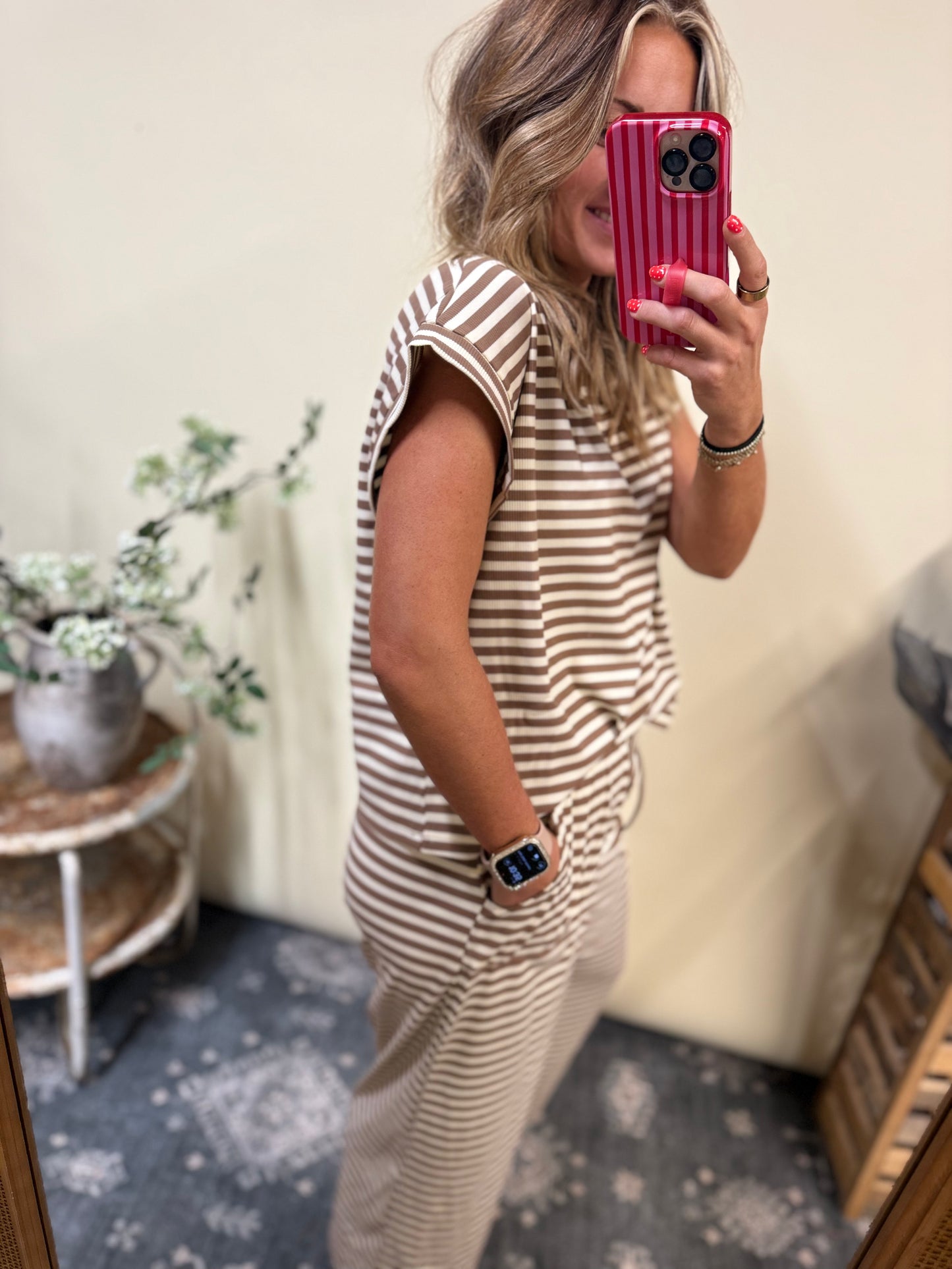 Striped knit top and pants